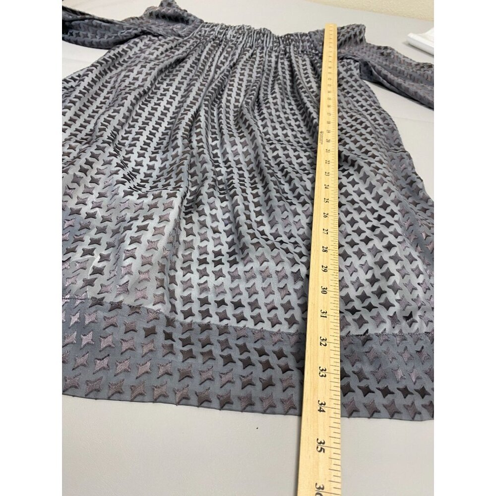 Walter Silk Off Shoulder Dress Womens size Small Gray Peasant Duster Prairie - Picture 8 of 16